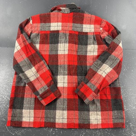 VTG Vic Gene Wool Flannel Shirt Women XL Red Black Plaid Midweight Button Up 60s - Picture 6 of 8